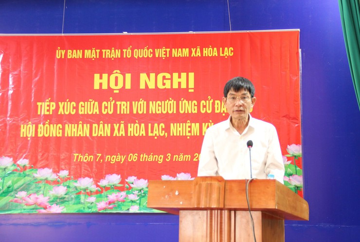 Ứng cử viên HĐND xã Hòa Lạc đơn vị bầu cử số 1, số 2, số 3 trình bày chương trình hành động trước cử tri- Ảnh 7.