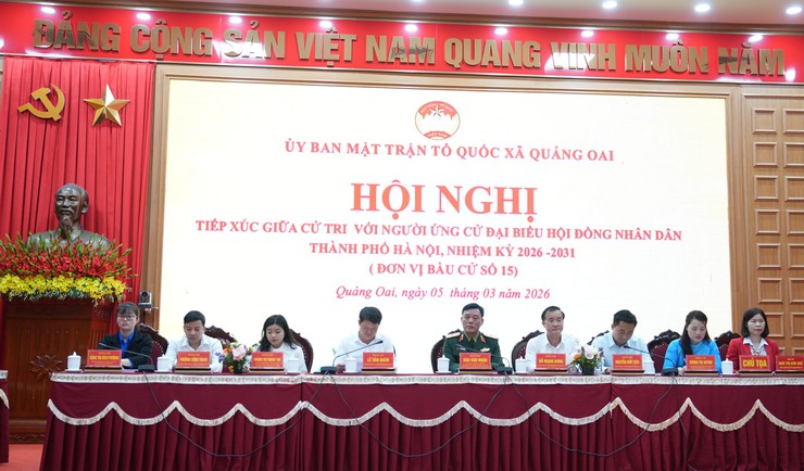 Xã Minh Châu tham dự hội nghị tiếp xúc cử tri vận động bầu cử tại đơn vị số 15 - HĐND TP Hà Nội- Ảnh 1.