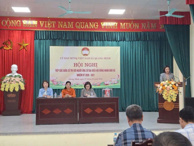 Hội nghị tiếp xúc cử tri vận động bầu cử tại đơn vị bầu cử số 5 – xã Quang Minh- Ảnh 1.