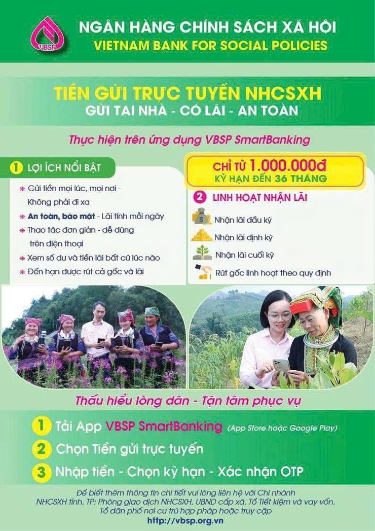 Ngân hàng Chính sách xã hội Tây Hồ ra mắt sản phẩm tiền gửi trực tuyến trên ứng dụng VBSP SmartBanking- Ảnh 1.