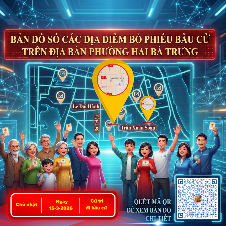 Phường Hai Bà Trưng: Tích hợp các địa điểm bỏ phiếu bầu cử trên nền tảng bản đồ số.- Ảnh 1.