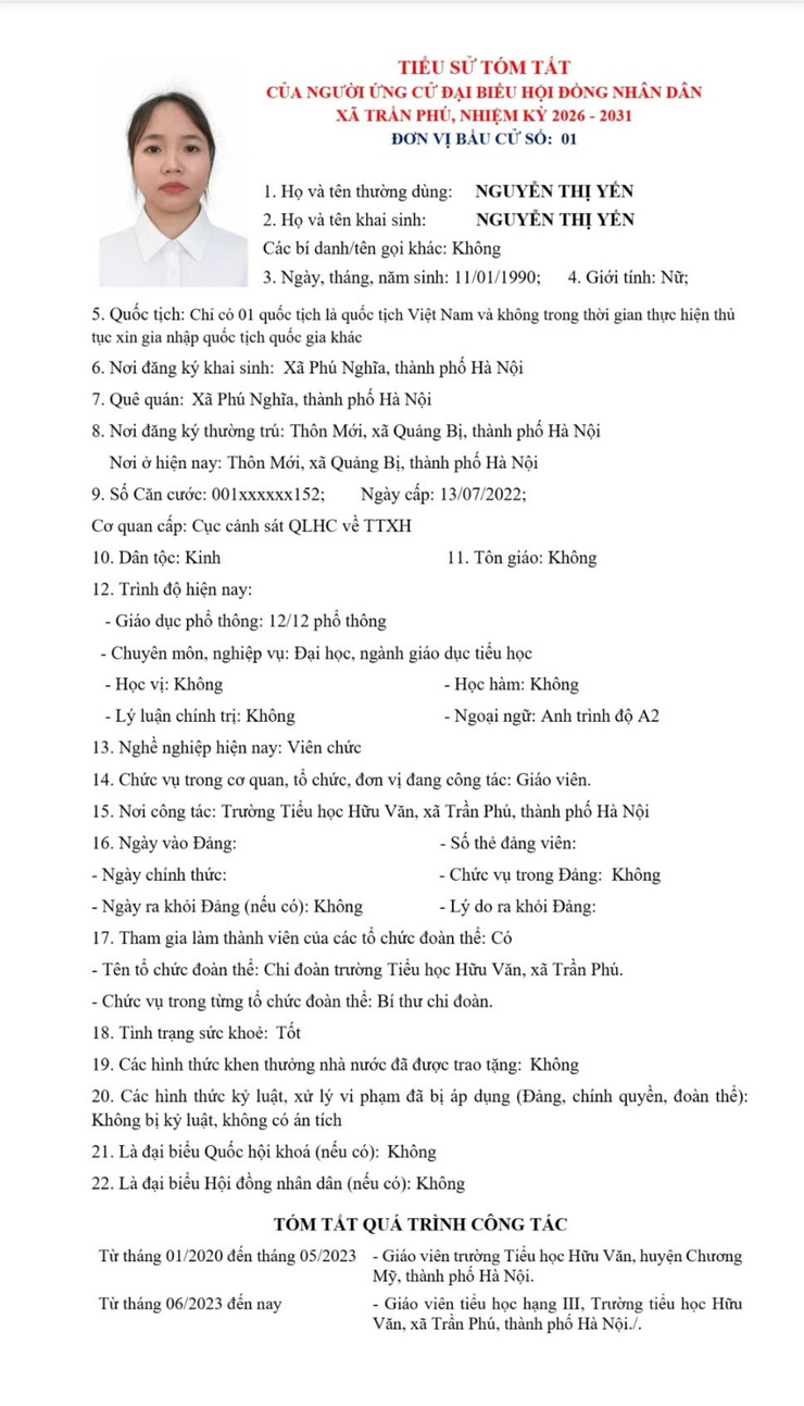 Tiểu sử tóm tắt các ứng cử viên đại biểu HĐND xã Trần Phú, đơn vị bầu cử số 1- Ảnh 6.