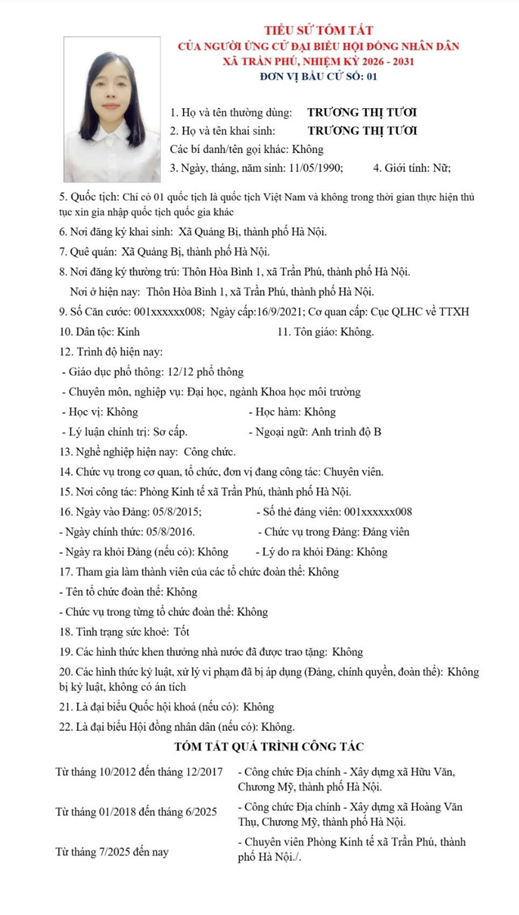 Tiểu sử tóm tắt các ứng cử viên đại biểu HĐND xã Trần Phú, đơn vị bầu cử số 1- Ảnh 5.