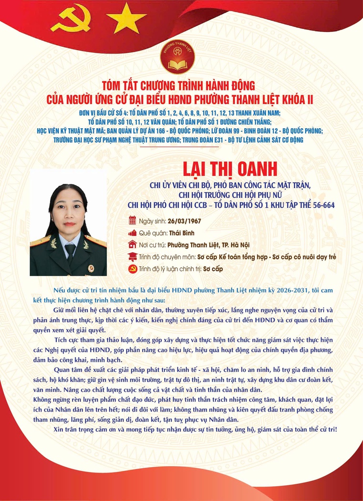 TÓM TẮT CHƯƠNG TRÌNH HÀNH ĐỘNG CỦA NGƯỜI THAM GIA ỨNG CỬ ĐẠI BIỂU HĐND PHƯỜNG THANH LIỆT KHÓA II NHIỆM KỲ 2026 - 2031- Ảnh 5.