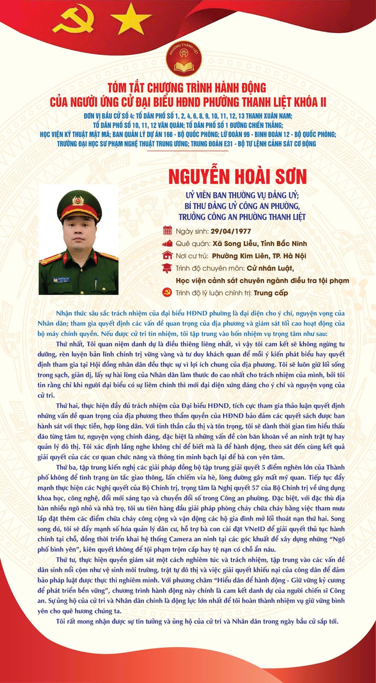 TÓM TẮT CHƯƠNG TRÌNH HÀNH ĐỘNG CỦA NGƯỜI THAM GIA ỨNG CỬ ĐẠI BIỂU HĐND PHƯỜNG THANH LIỆT KHÓA II NHIỆM KỲ 2026 - 2031- Ảnh 6.