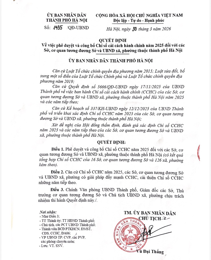 HÀ NỘI CÔNG BỐ CHỈ SỐ CẢI CÁCH HÀNH CHÍNH NĂM 2025- Ảnh 1.