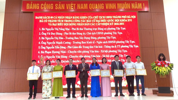 Phường Tây Tựu tổng kết cuộc bầu cử đại biểu Quốc hội khóa XVI và đại biểu HĐND các cấp nhiệm kỳ 2026-2031.- Ảnh 2.