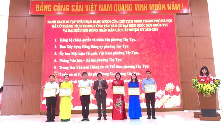 Phường Tây Tựu tổng kết cuộc bầu cử đại biểu Quốc hội khóa XVI và đại biểu HĐND các cấp nhiệm kỳ 2026-2031.- Ảnh 1.