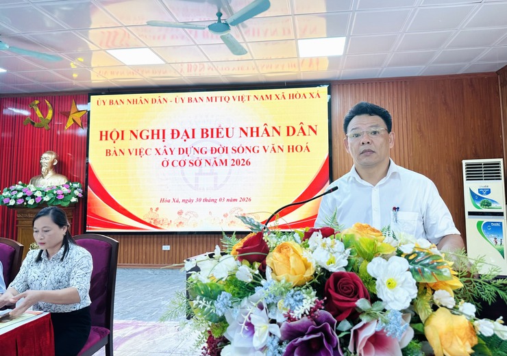 HỘI NGHỊ ĐẠI BIỂU NHÂN DÂN BÀN VIỆC XÂY DỰNG ĐỜI SỒNG VĂN HOÁ Ở CƠ SỞ NĂM 2026 XÃ HOÀ XÁ- Ảnh 4.
