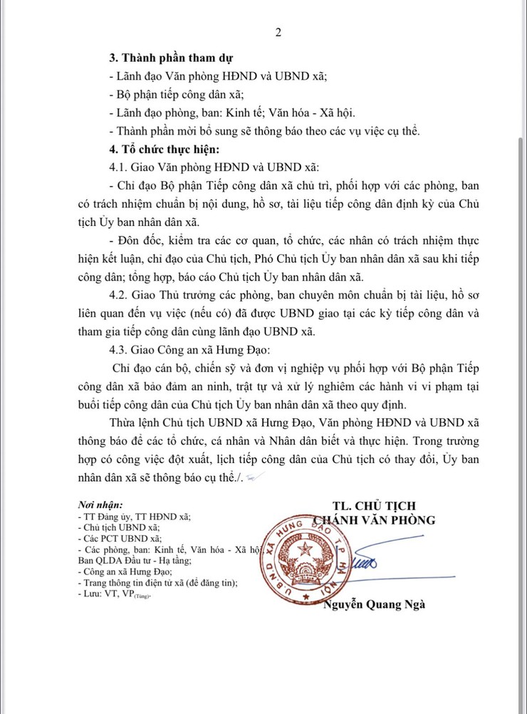 THÔNG BÁO
Lịch tiếp công dân của lãnh đạo UBND xã tháng 4/2026- Ảnh 2.