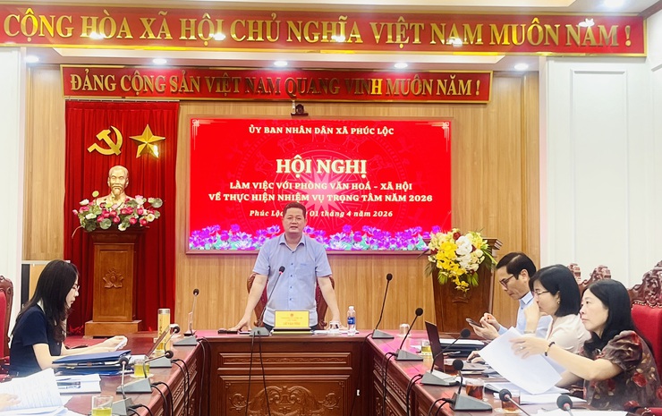 UBND xã tổ chức Hội nghị làm việc với Phòng Văn hoá – Xã hội về thực hiện nhiệm vụ trọng tâm năm 2026- Ảnh 1.