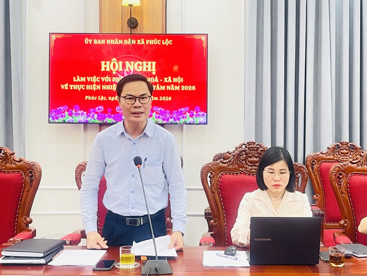 UBND xã tổ chức Hội nghị làm việc với Phòng Văn hoá – Xã hội về thực hiện nhiệm vụ trọng tâm năm 2026- Ảnh 3.
