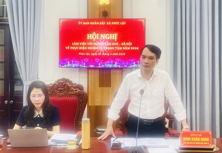 UBND xã tổ chức Hội nghị làm việc với Phòng Văn hoá – Xã hội về thực hiện nhiệm vụ trọng tâm năm 2026- Ảnh 2.