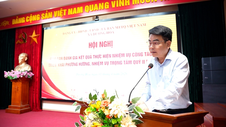 Đảng ủy xã Dương Hoà tổ chức Hội nghị giao ban đánh giá kết quả thực hiện nhiệm vụ công tác Quý I, triển khai phương hướng, nhiệm vụ trọng tâm Quý II năm 2026

- Ảnh 3.
