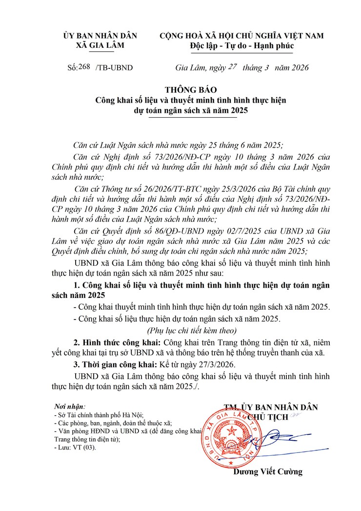 Thông báo công khai số liệu và thuyết minh tình hình thực hiện dự toán ngân sách xã năm 2025- Ảnh 1.