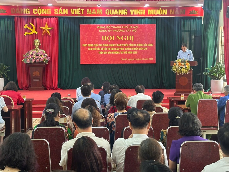 Đảng ủy phường Tây Mỗ phát động Cuộc thi chính luận bảo vệ nền tảng tư tưởng của Đảng lần thứ 6 Hội thi Báo cáo viên, tuyên truyền viên giỏi phường Tây Mỗ năm 2026- Ảnh 1.