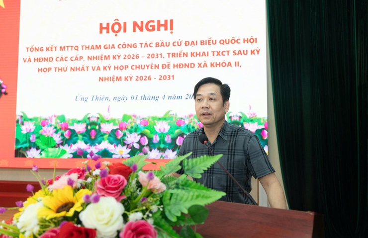 MTTQ xã Ứng Thiên tổng kết công tác tham gia bầu cử, triển khai kế hoạch tiếp xúc cử tri sau kỳ họp HĐND- Ảnh 3.