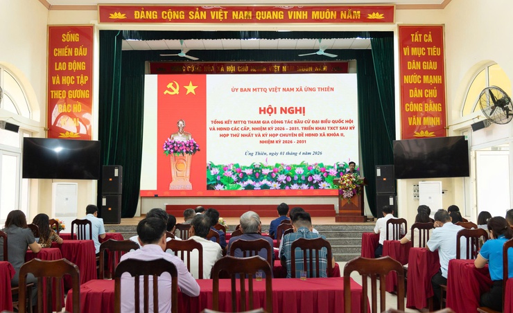 MTTQ xã Ứng Thiên tổng kết công tác tham gia bầu cử, triển khai kế hoạch tiếp xúc cử tri sau kỳ họp HĐND- Ảnh 1.