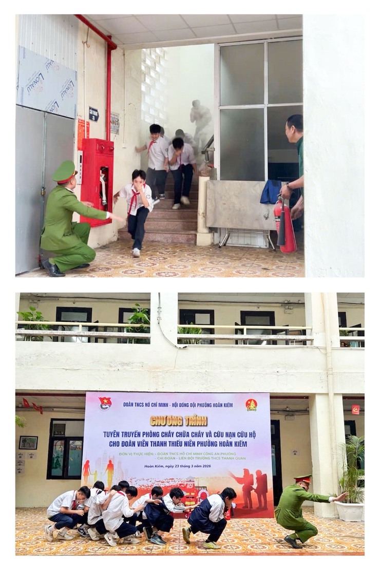 Tuyên truyền, trải nghiệm kỹ năng phòng cháy, chữa cháy và cứu nạn, cứu hộ cho học sinh Trường THCS Thanh Quan- Ảnh 2.