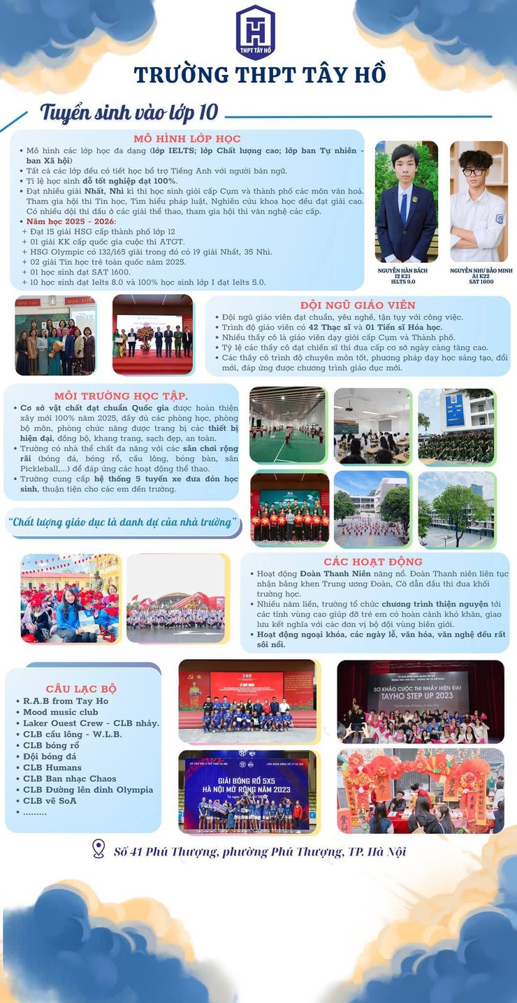 Trường THPT Tây Hồ thông báo tuyển sinh lớp 10 năm học 2026 – 2027- Ảnh 2.