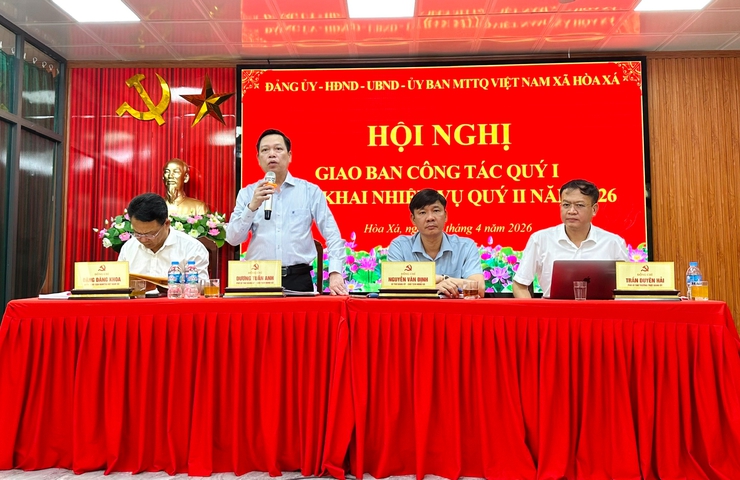 ĐẢNG ỦY, HĐND, UBND, ỦY BAN MTTQ VIỆT NAM XÃ HÒA XÁ TỔ CHỨC HỘI NGHỊ GIAO BAN CÔNG TÁC QUÝ I, TRIỂN KHAI NHIỆM VỤ QUÝ II NĂM 2026- Ảnh 5.