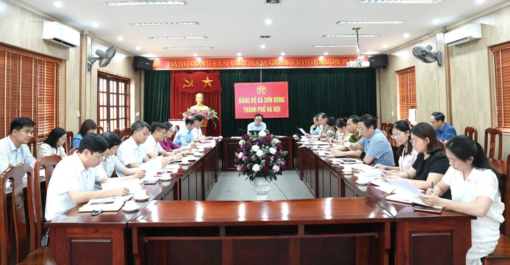 Xã Sơn Đồng giao ban kết quả thực hiện giải ngân vốn đầu tư công và giải phóng mặt bằng- Ảnh 1.