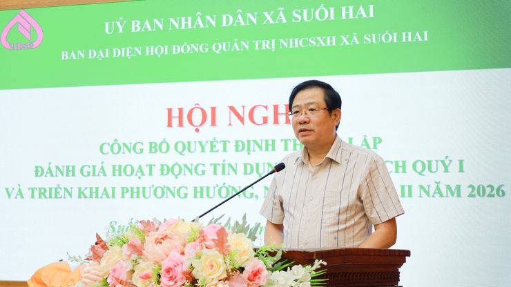 Ban đại diện Hội đồng quản trị NHCSXH xã Suối Hai tổ chức hội nghị quý I năm 2026- Ảnh 1.