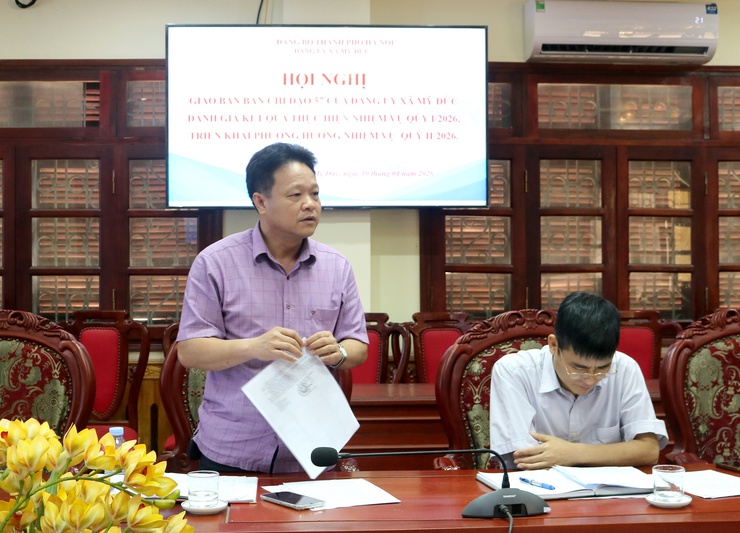 Đảng ủy xã Mỹ Đức tổ chức hội nghị giao ban thực hiện Nghị quyết 57 quý I năm 2026, triển khai nhiệm vụ quý II năm 2026.- Ảnh 3.