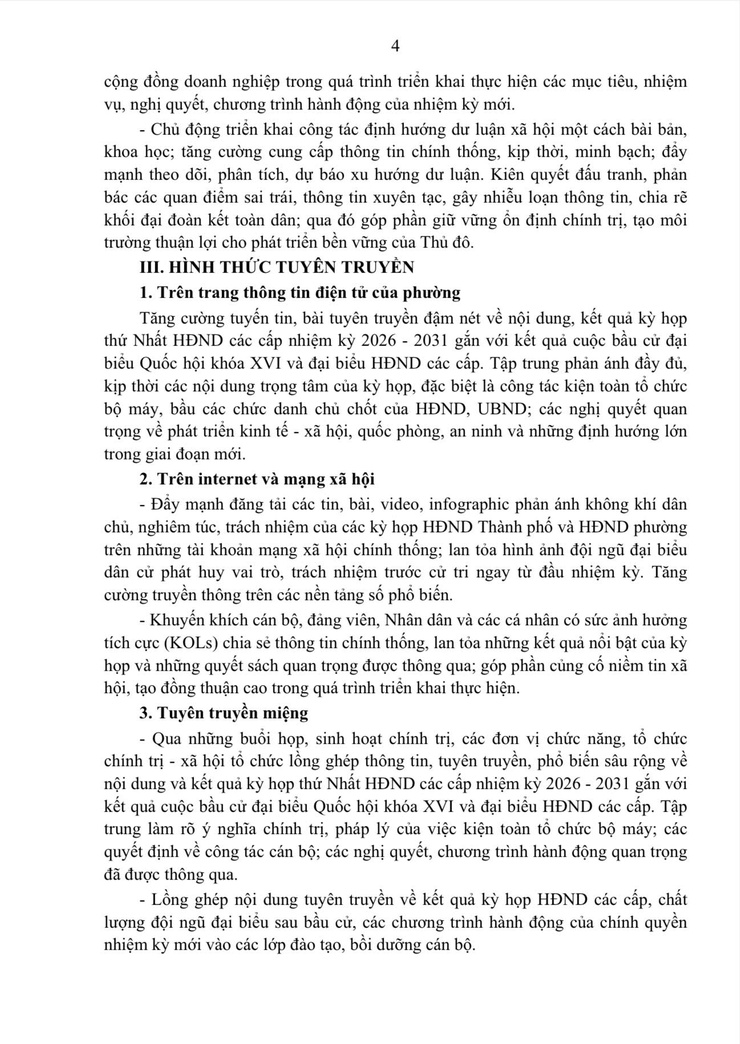 Khương Đình: Thông tin, tuyên truyền về nội dung và kết quả kỳ họp thứ Nhất HĐND Thành phố gắn với kết quả cuộc bầu cử ĐBQH khóa XVI và HĐND các cấp nhiệm kỳ 2026-2031- Ảnh 4.