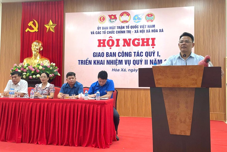 ỦY BAN MTTQ XÃ HÒA XÁ GIAO BAN CÔNG TÁC QUÝ I, TRIỂN KHAI NHIỆM VỤ QUÝ II NĂM 2026- Ảnh 1.