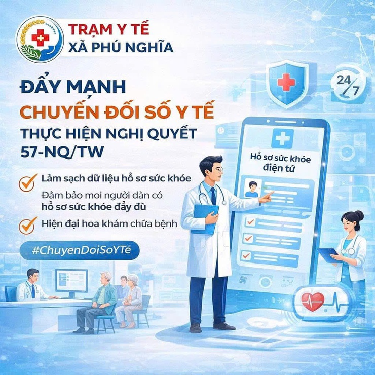 Phú Nghĩa đẩy nhanh chiến dịch 90 ngày chuẩn hóa dữ liệu hồ sơ sức khỏe điện tử
- Ảnh 1.