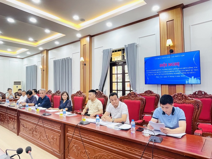 UBND xã tổ chức Hội nghị tháo gỡ khó khăn, vướng mắc trong công tác cấp phép xây dựng và hoạt động sản xuất tại Cụm công nghiệp Võng Xuyên 1- Ảnh 3.