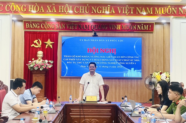 UBND xã tổ chức Hội nghị tháo gỡ khó khăn, vướng mắc trong công tác cấp phép xây dựng và hoạt động sản xuất tại Cụm công nghiệp Võng Xuyên 1- Ảnh 1.