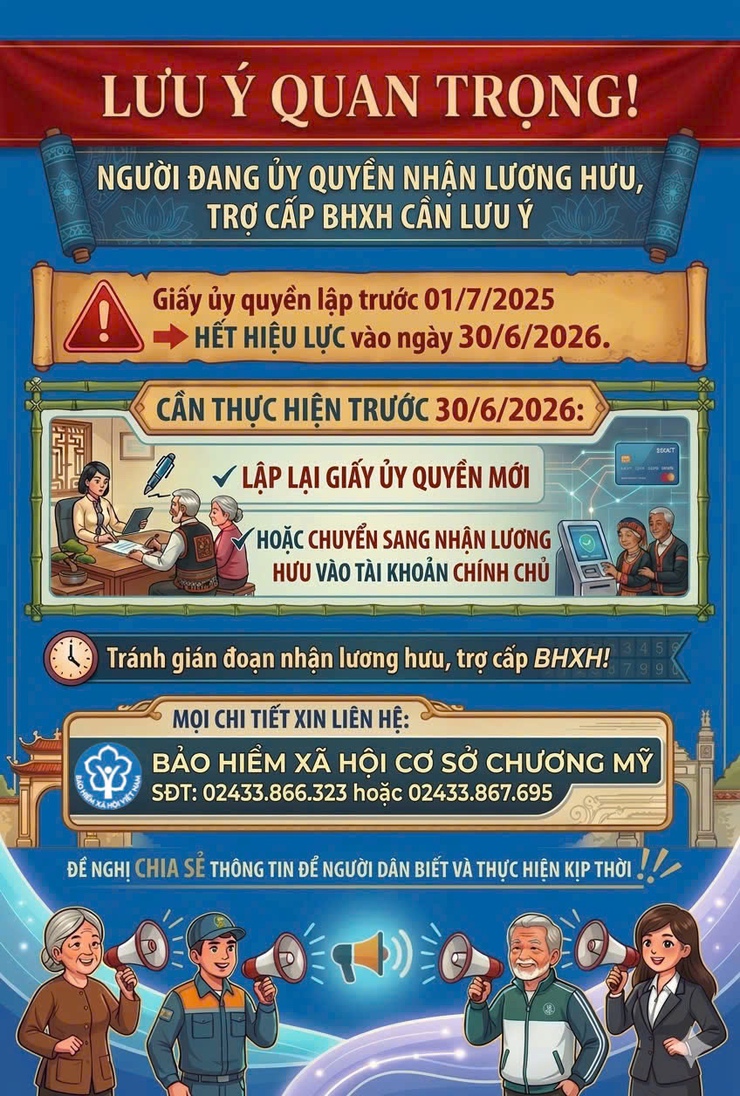 Thông báo về việc ủy quyền nhận lương hưu, trợ cấp BHXH- Ảnh 2.