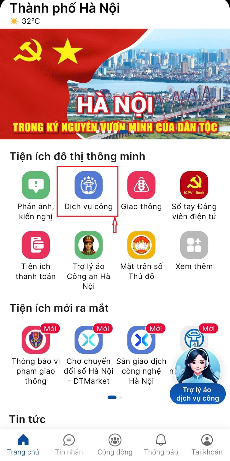 Hướng dẫn sử dụng Chatbot Dịch vụ công trên ứng dụng iHanoi- Ảnh 2.