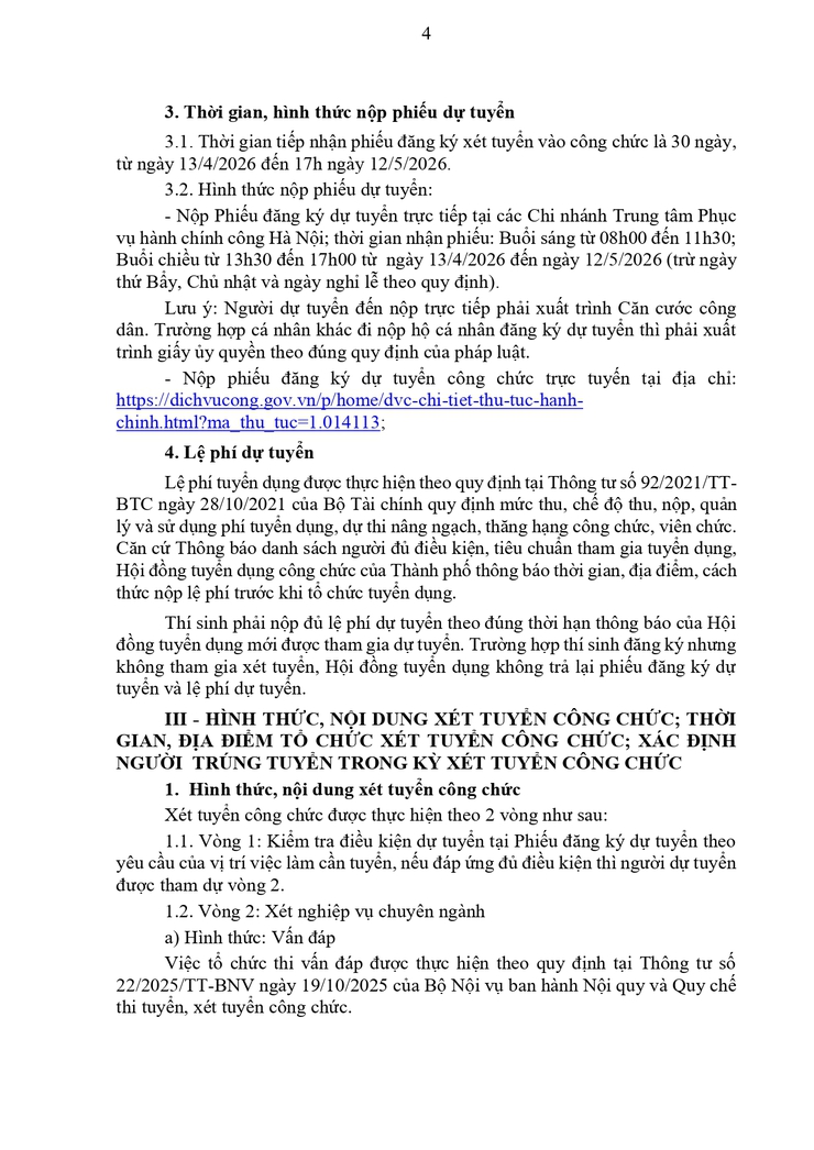 XÉT TUYỂN VÀO CÔNG CHỨC LÀM VIỆC TẠI CÁC SỞ, CƠ QUAN TƯƠNG ĐƯƠNG SỞ VÀ UBND XÃ, PHƯỜNG THUỘC UBND THÀNH PHỐ HÀ NỘI - Ảnh 4.