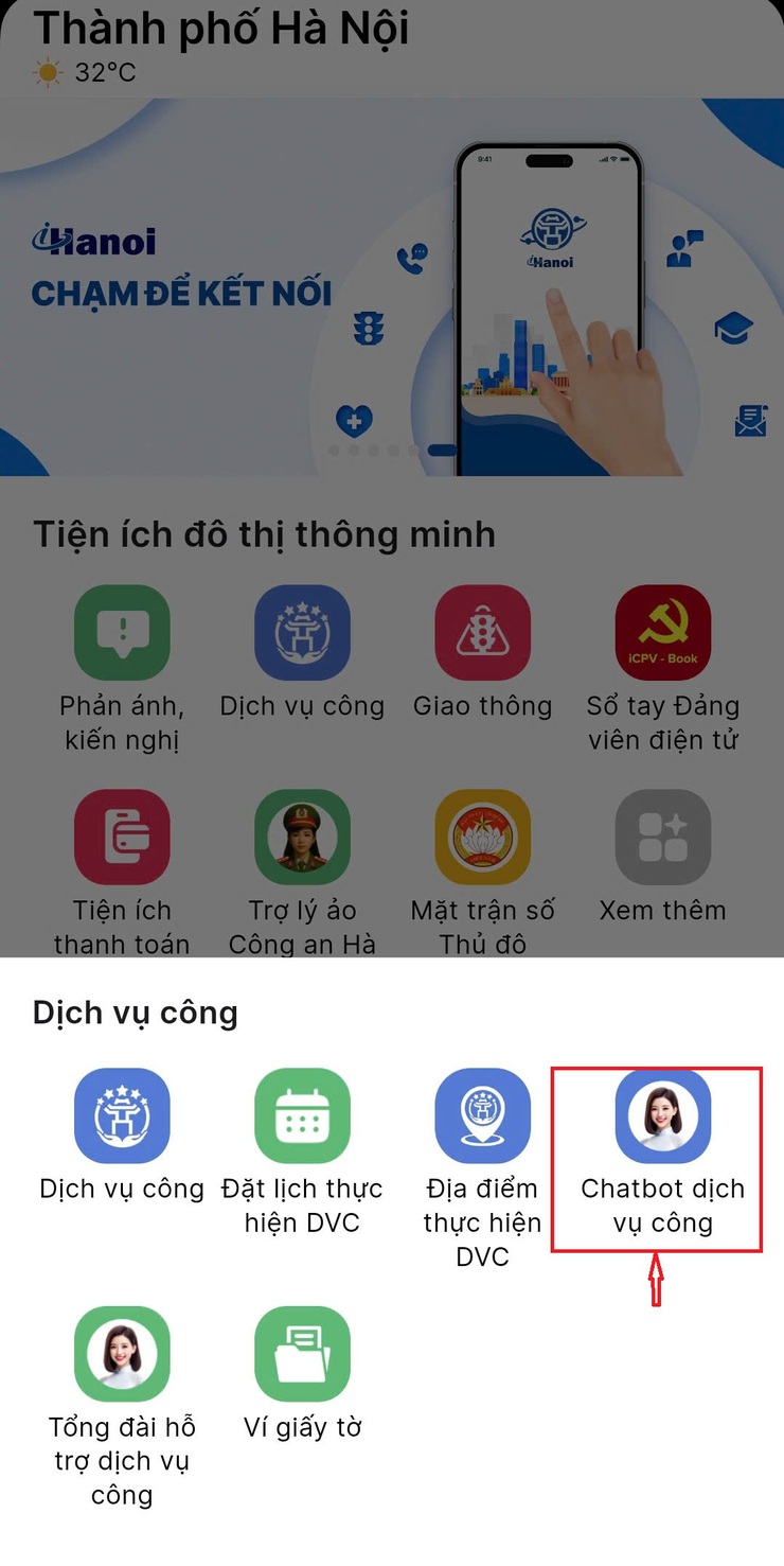 Hướng dẫn sử dụng Chatbot Dịch vụ công trên ứng dụng iHanoi- Ảnh 3.