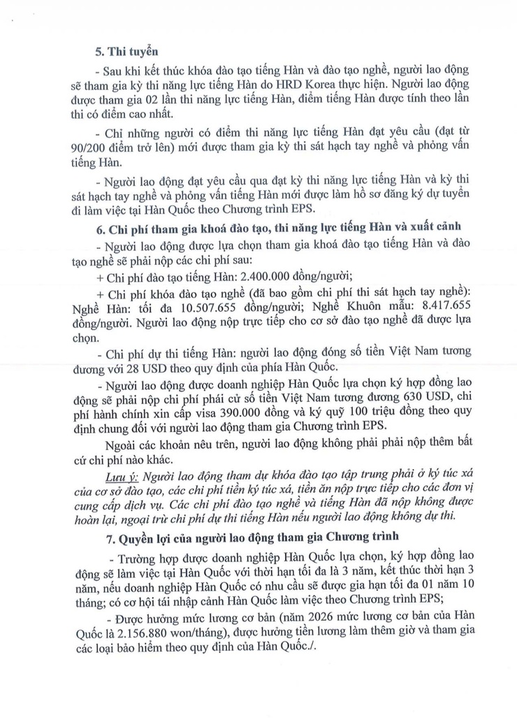 THÔNG BÁO TUYỂN CHỌN LAO ĐỘNG ĐI LÀM VIỆC TẠI HÀN QUỐC THEO CHƯƠNG TRÌNH EPS NĂM 2026- Ảnh 7.