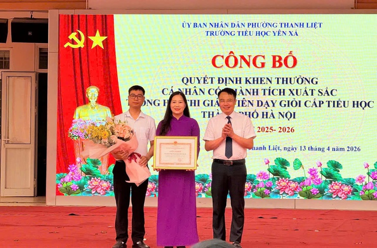 Phường Thanh Liệt khen thưởng hai giáo viên có thành tích xuất sắc tại Hội thi giáo viên dạy giỏi cấp Tiểu học Thành phố- Ảnh 6.