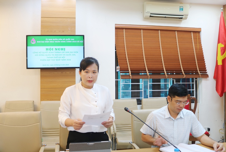 Hội nghị công bố Quyết định thành lập ban đại diện hội đồng quản trị ngân hàng chính sách xã hội xã Quốc Oai- Ảnh 2.