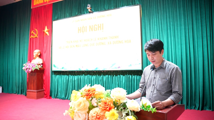 UBND xã tổ chức hội nghị triển khai kế hoạch tổ chức Lễ khánh thành và Lễ hội Đền Mẫu làng Quế Dương xã Dương Hoà- Ảnh 4.