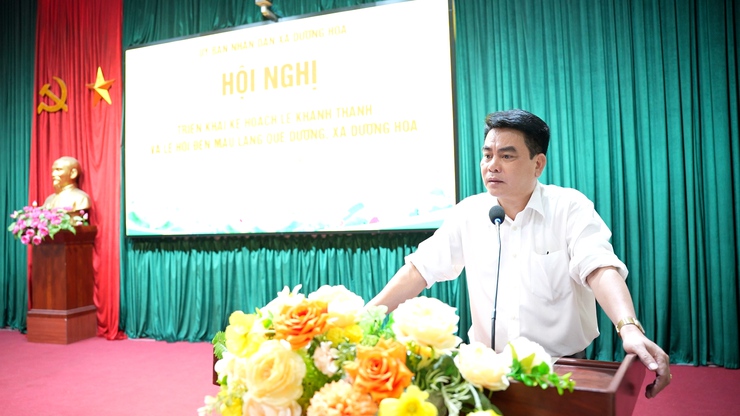 UBND xã tổ chức hội nghị triển khai kế hoạch tổ chức Lễ khánh thành và Lễ hội Đền Mẫu làng Quế Dương xã Dương Hoà- Ảnh 7.