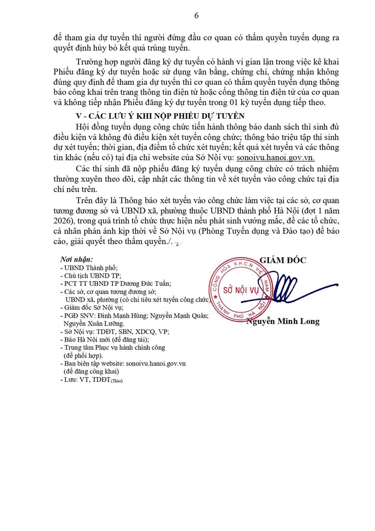 THÔNG BÁO Về việc xét tuyển vào công chức làm việc tại các sở, cơ quan tương đương sở và UBND xã, phường thuộc UBND thành phố Hà Nội (đợt 1 năm 2026)- Ảnh 6.