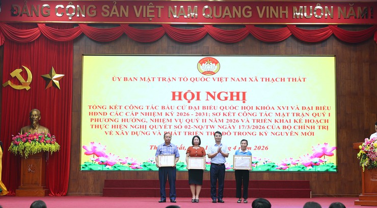 ỦY BAN MTTQ VIỆT NAM XÃ THẠCH THẤT TỔNG KẾT CÔNG TÁC BẦU CỬ; SƠ KẾT CÔNG TÁC MẶT TRẬN QUÝ I, TRIỂN KHAI NHIỆM VỤ QUÝ II NĂM 2026 VÀ QUÁN TRIỆT NGHỊ QUYẾT SỐ 02-NQ/TW- Ảnh 3.