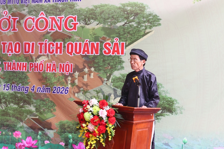 Thạch Thất: Lễ khởi công dự án tu bổ, tôn tạo di tích Quán Sải thôn Thúy Lai- Ảnh 4.