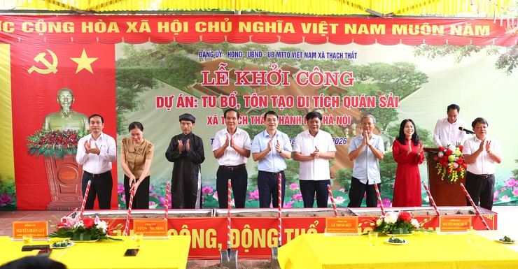 Thạch Thất: Lễ khởi công dự án tu bổ, tôn tạo di tích Quán Sải thôn Thúy Lai- Ảnh 6.