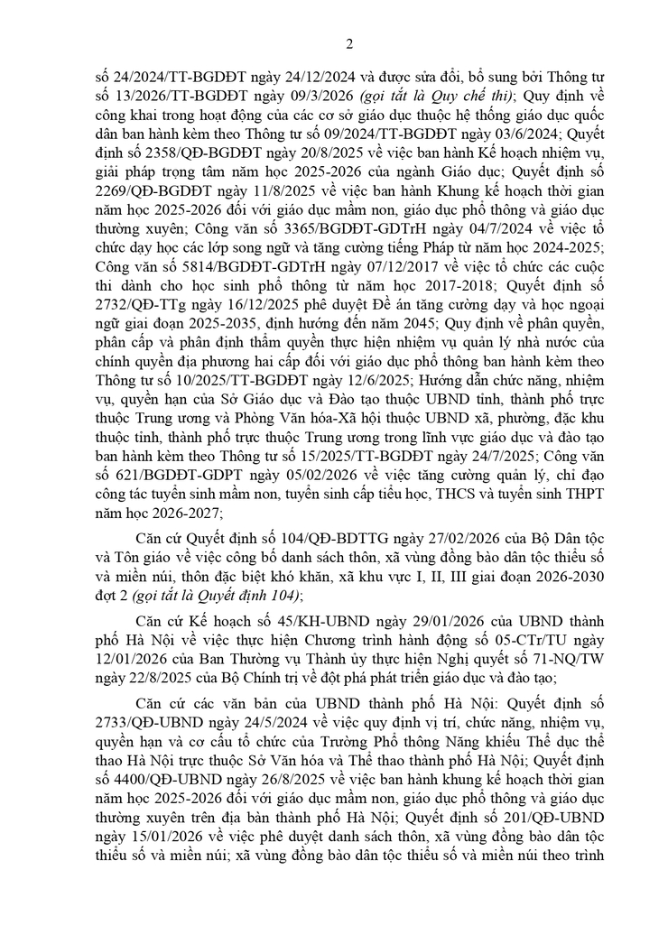Công văn về việc hướng dẫn tuyển sinh vào lớp 10 năm học 2026-2027- Ảnh 2.