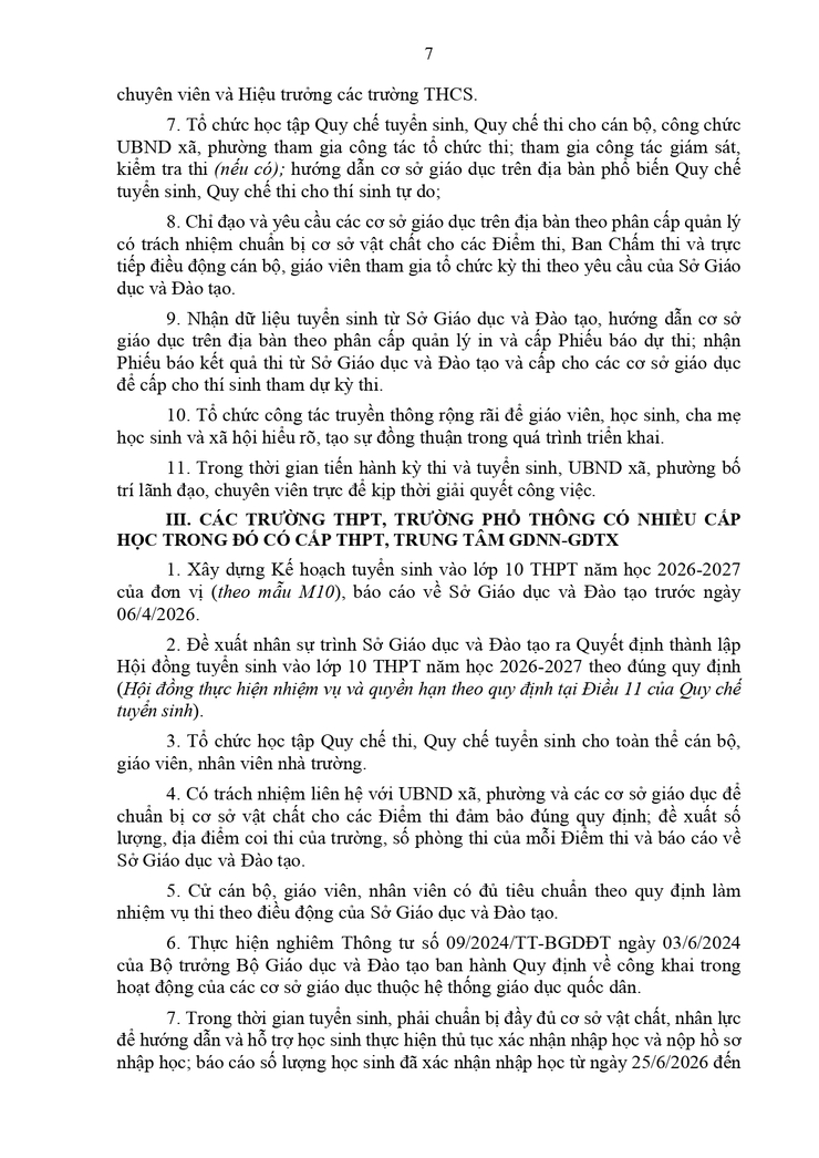 Công văn về việc hướng dẫn tuyển sinh vào lớp 10 năm học 2026-2027- Ảnh 7.