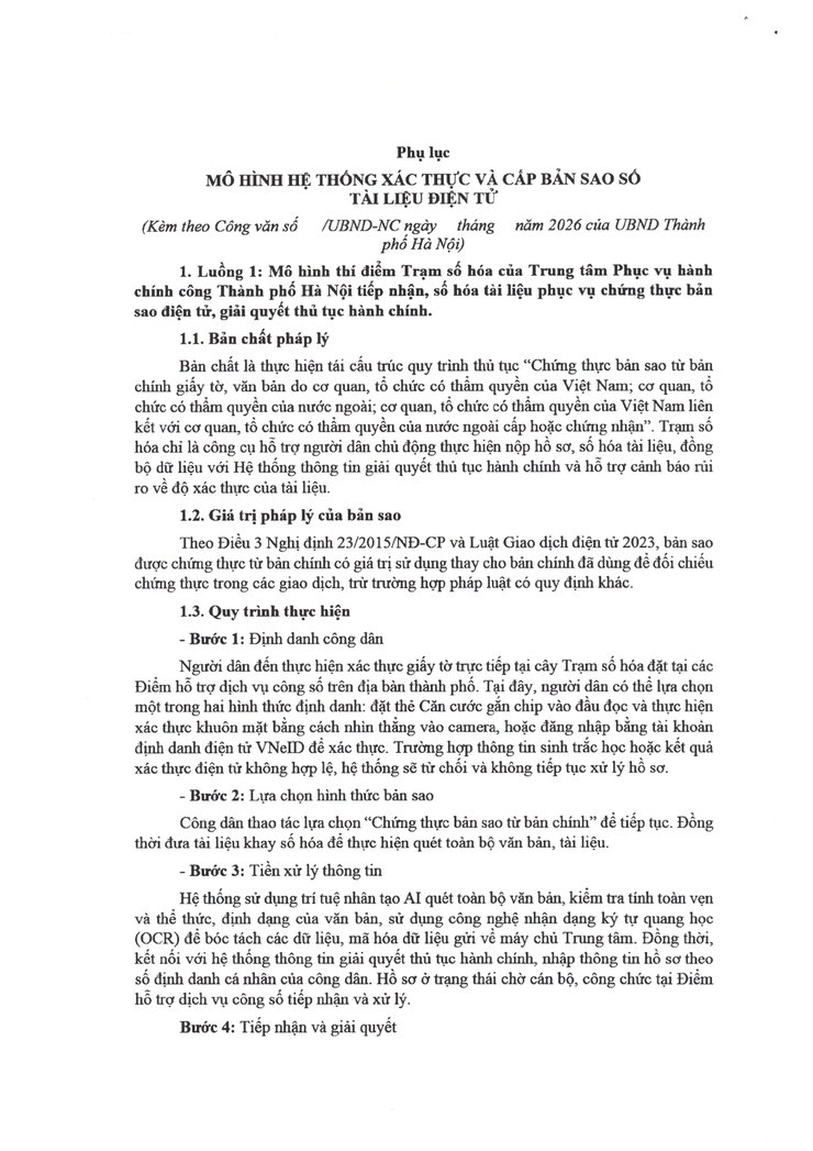 Hà Nội thí điểm mô hình xác thực và cấp bản sao số tài liệu điện tử- Ảnh 1.