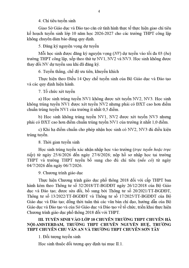 Kế hoạch tuyển sinh vào THPT năm học 2026-2027- Ảnh 4.